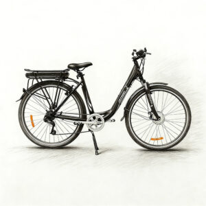 Black large vehicle with a center-mounted compartment